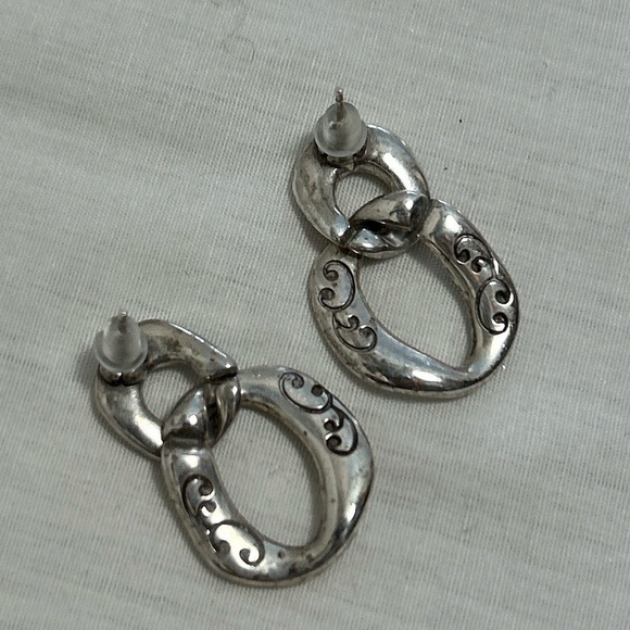 Brighton Double Loop Stud Earrings Dangle Silver Plated - Picture 5 of 7